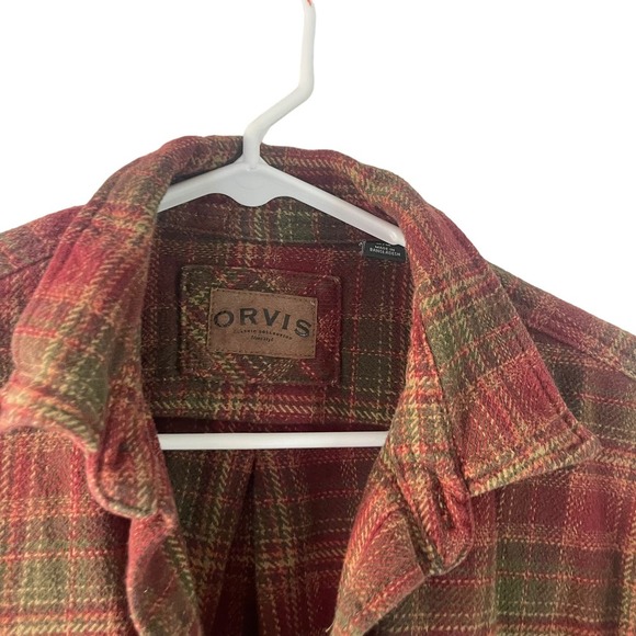 Orvis‎ Men's Size Medium Red Plaid Button Up Flannel Shacket - Picture 5 of 9